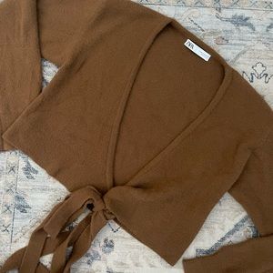 Zara | Brown Knit Wrap Sweater